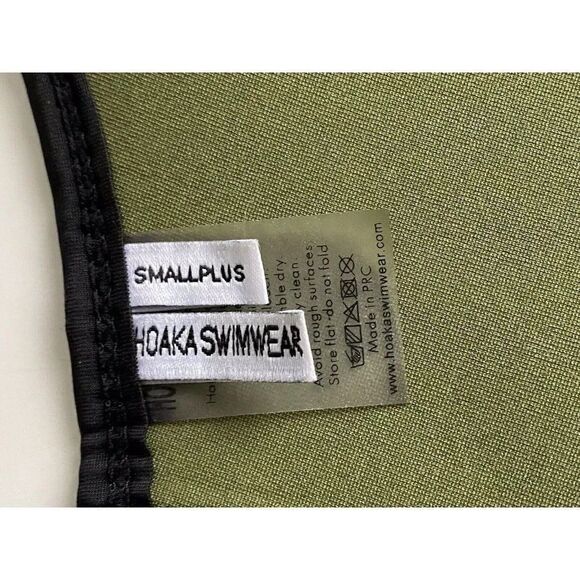 Hoaka Swimwear Bikini Top Neoprene Mesh Army Green Black Women’s Sz S+ - Picture 9 of 10